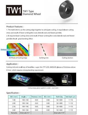 TW1 Art Schneidrädchen Diamond Scribing Wheelss TFT LCD AMOLED